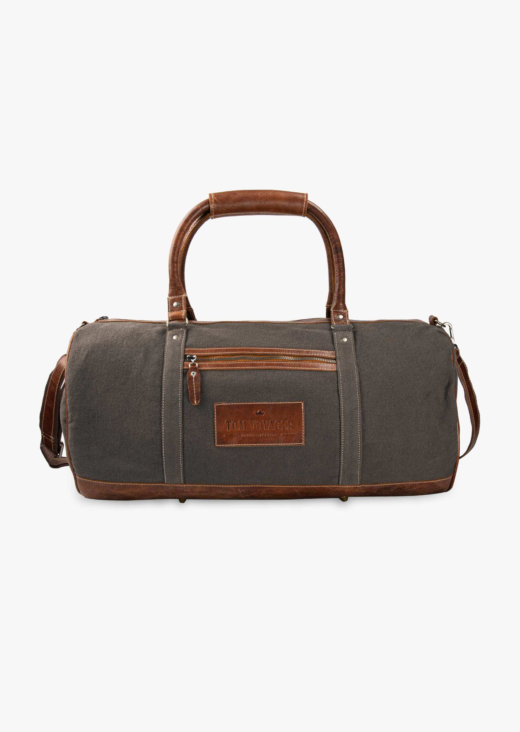 Canvas and leather duffle bag on sale